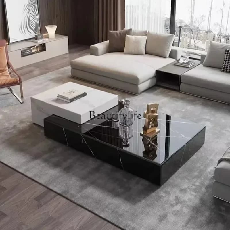 style  Natural marble coffee table Modern light luxury stone Italian tea table ss 8617