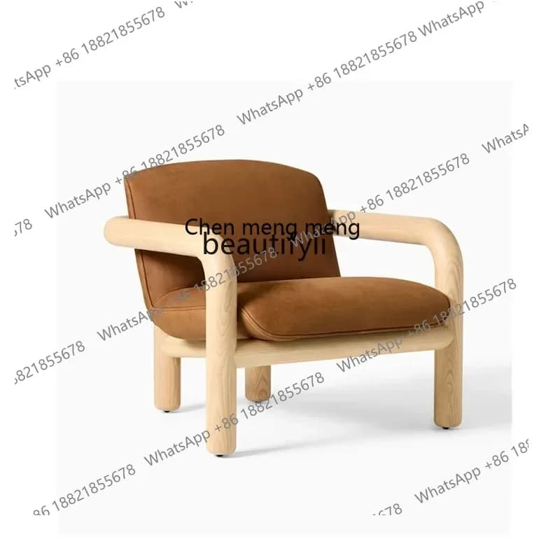 ss8350 Nordic Log Armchair Fabric Sofa Chair B & B Club Model Room Leisure Single Chair