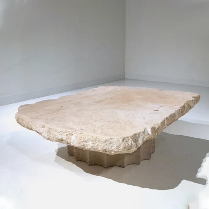 Nordic antique natural travertine coffee table crushing effect living room tea table simple atmospheric design marble tea table