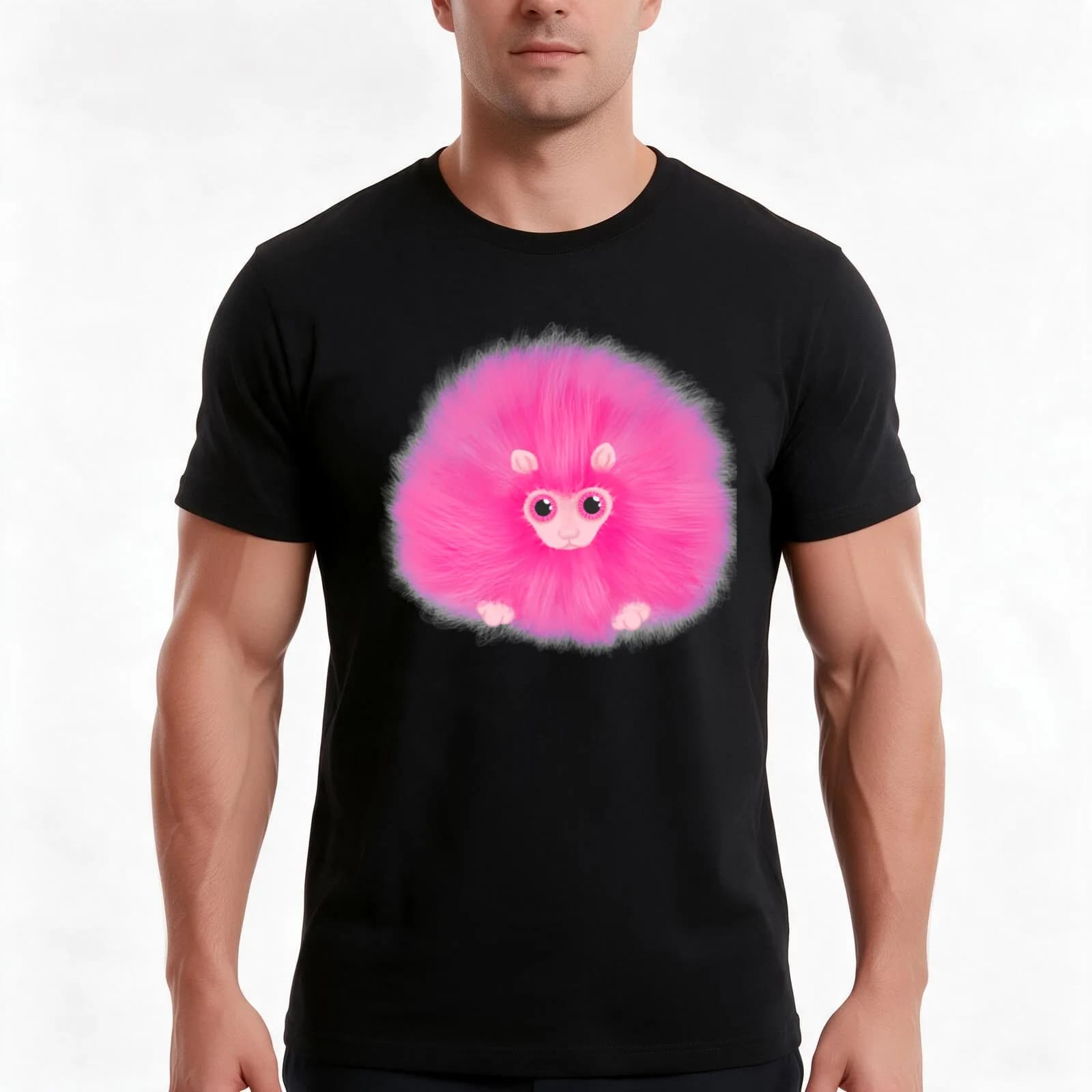 pygmy puff T-Shirt, Summer Casual Cotton Tee, Oversized Streetwear Tops, Vintage Graphic Print, Loose Fit Short Sleeve