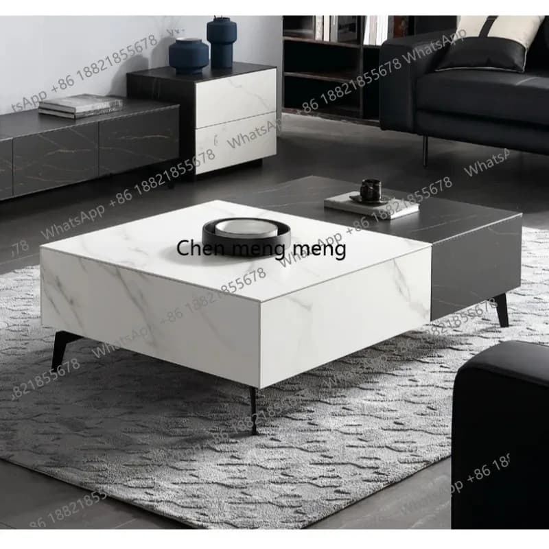 Imported rock slab coffee table TV cabinet Italian minimalist