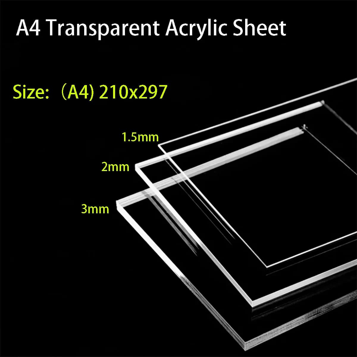 Clear Acrylic Sheet Transport Acrylic Panel Board High Transparent Plexiglass Plate （A4）210x297X1.5mm/2mm/3mm