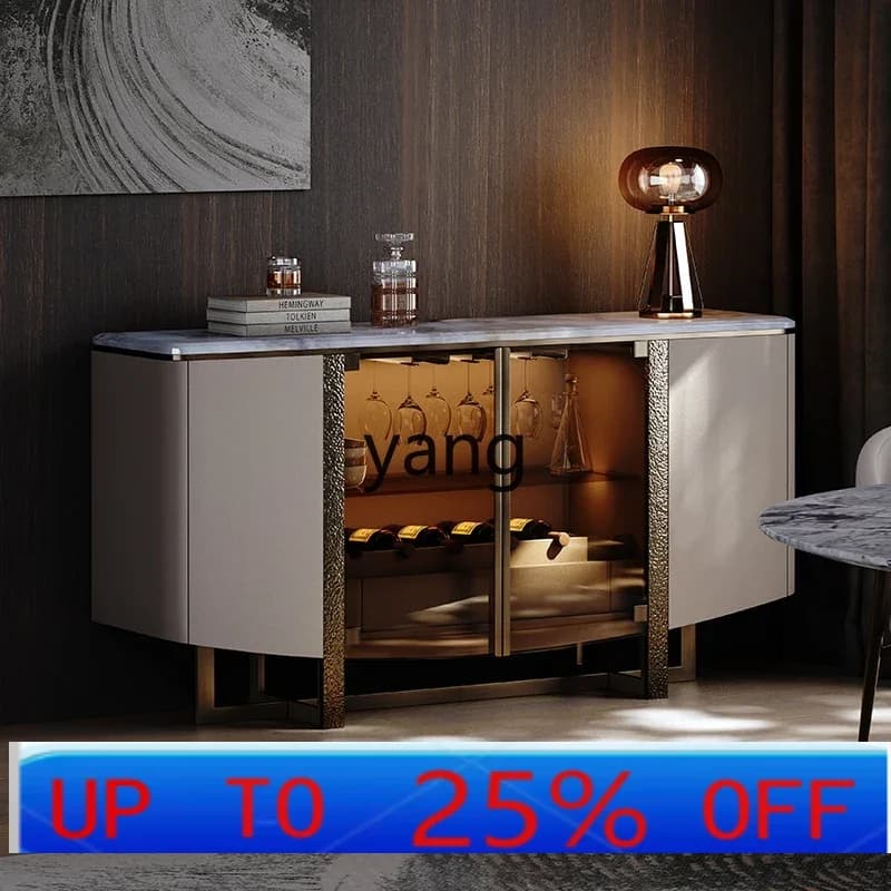 LTT minimalist light luxury dining side cabinet high-end custom marble leather storage solid wood wine cabinet