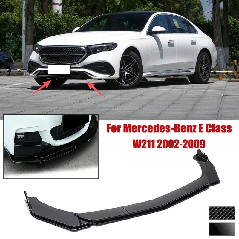 5pcs Front Bumper Shovel For Mercedes-Benz E Class W211 2002-2009 Spoiler Front Bumper Deflector Anti Scratch Protection Device