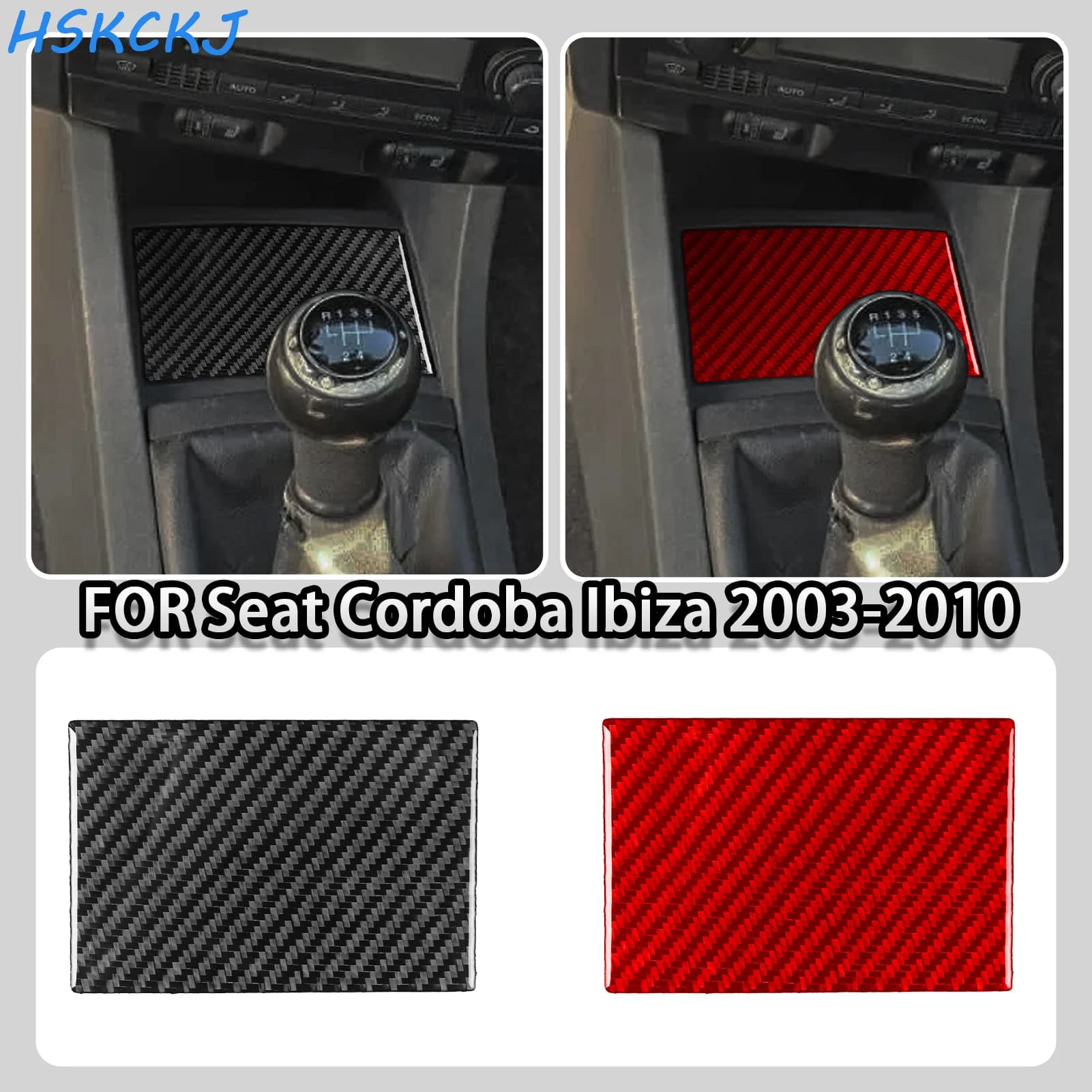 FOR Seat Cordoba Ibiza 2003-2010 Carbon Fiber Center Console Manual Gear Shifter Storage Panel Car Interior Accessory Sticker