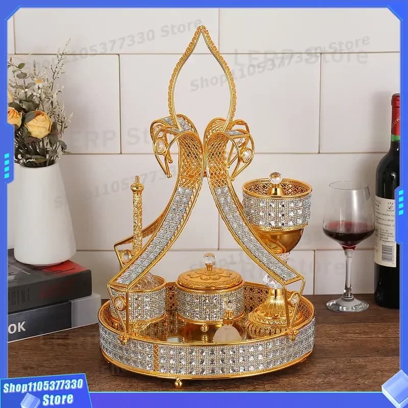 Arabic Incense Burner Tray Set for Home Decor Middle East Style Aromatherapy Holder Indoor Ornament Wholesale Cross Border