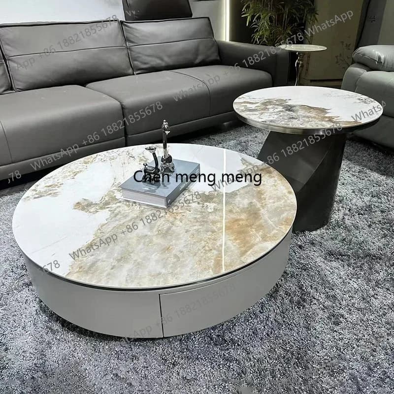Modern Designer Coffee Table With Stainless Steel Legs and Sintered Stone Top New Home Furniture Tea Table