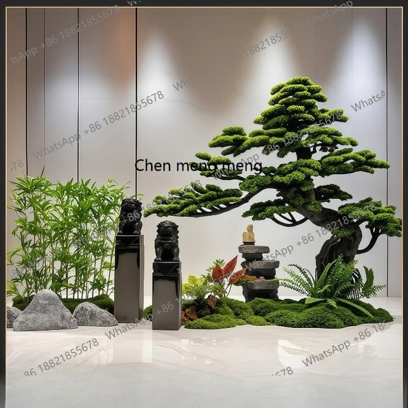 Simulation pine landscaping large entrance hotel interior decoration fake tree ornament landing