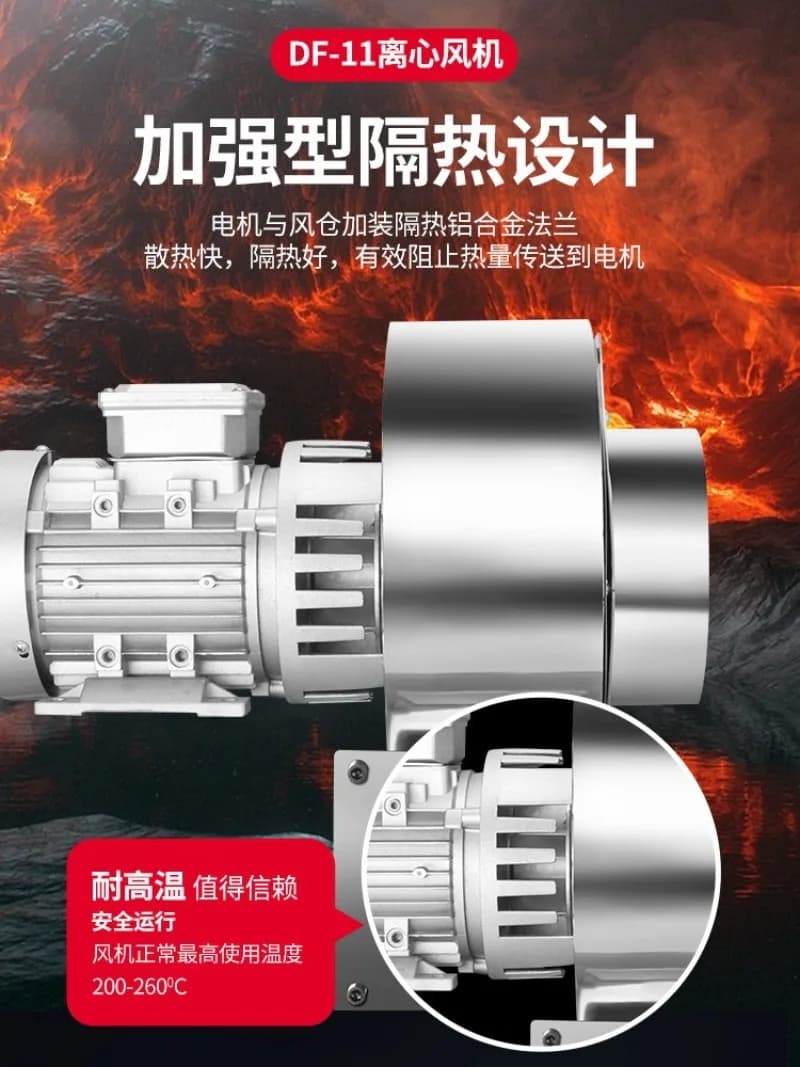 304 Stainless Steel High Temperature Resistant DF Centrifugal Fan Industrial 380V Multi-wing Blower 220V Suction