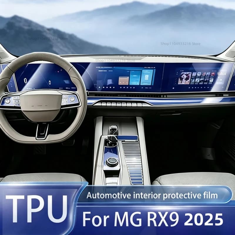 Transparent TPU Protective Film Anti-scratch For MG RX9 2025 Car Interior Center Console Dashboard Navigation Pre-cut PPF