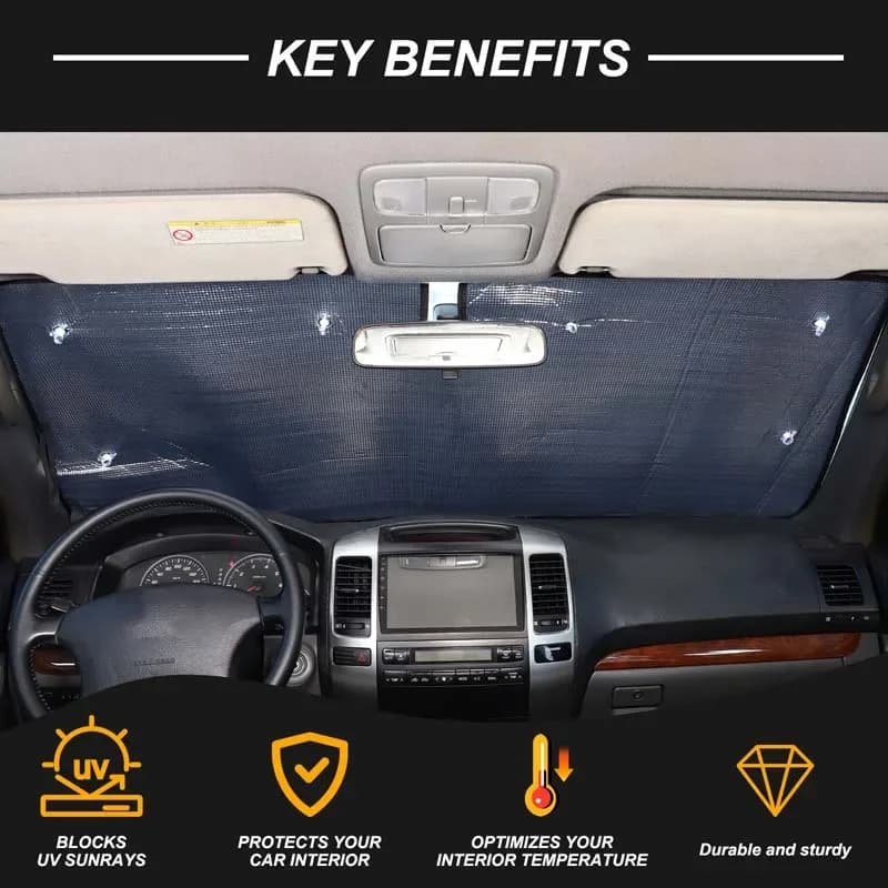 Aluminum Foil Silver Car Front Glass Anti-UV Sunshade Interior Car Accessories For Toyota Land Cruiser Prado 150 LC150 2003-2023