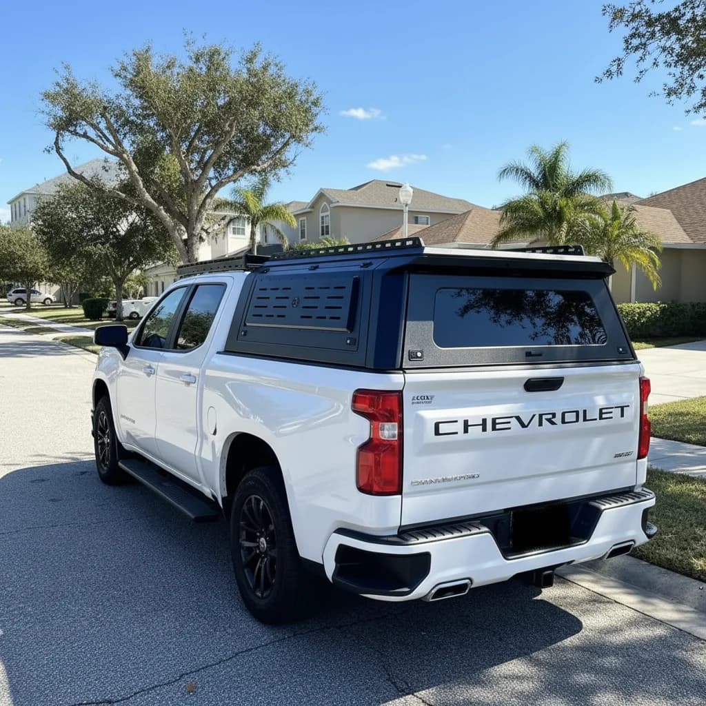 Waterproof 4x4 Pickup Truck Canopy Aluminum Hardtop Topper Camping Adventure Canopy for Chevrolet Silverado 5.5FT