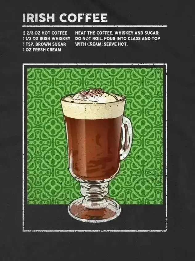 Mixed Drink Irish Coffee Cocktail Happy Hour Bartender T-Shirt 100% Cotton O-Neck Short Sleeve Casual Mens T-shirt Size S-3XL