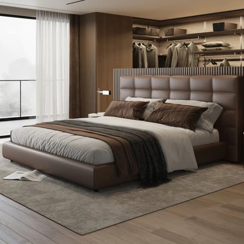 Headboard Modern Double Bed Shelves Design King Size Frame Twin Double Bed Luxury House Cama Matrimonial Furniture For Bedroom