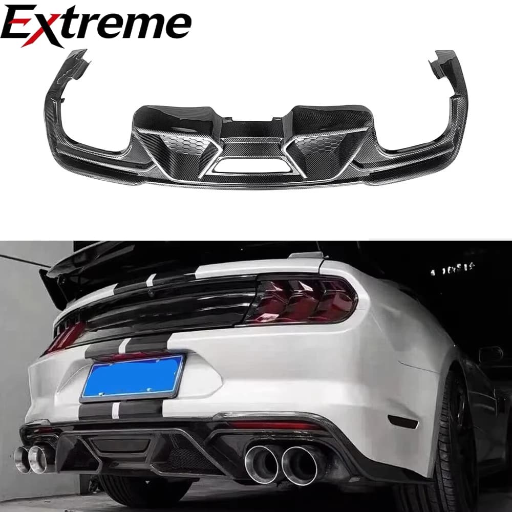 Carbon Fiber GT500 Style Rear Diffuser Body Kit with Protection for Mustang 2018-2020 Rear Diffuser