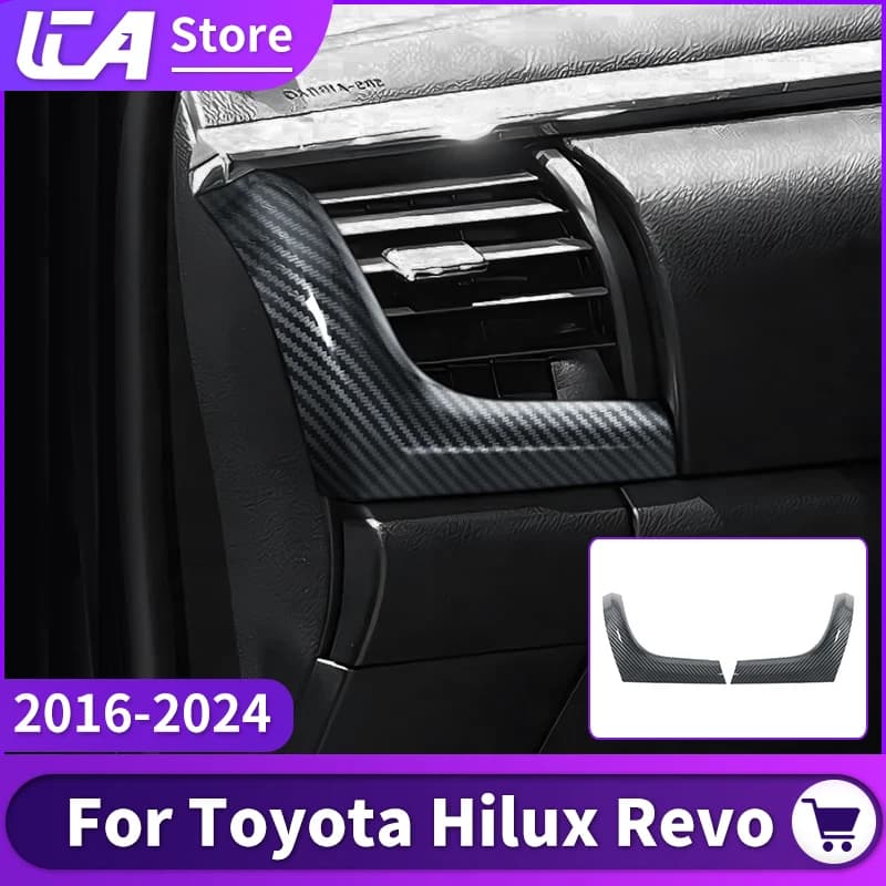 For Toyota Hilux Revo 2024-2016 Rocco Left & Right Air Vent Cover Trim Carbon Fiber Pattern ABS Interior Decoration Accessories