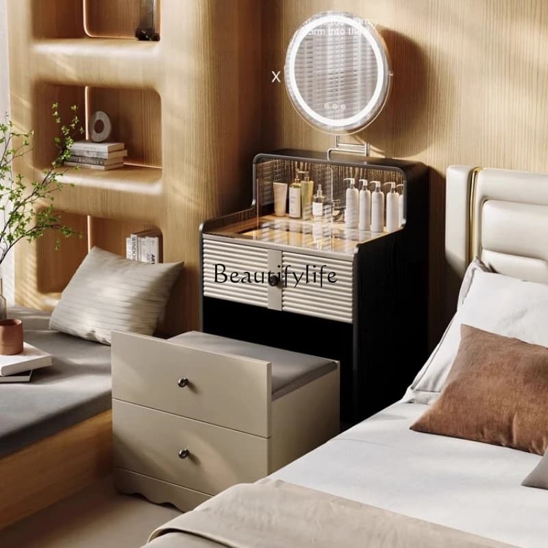 Solid wood dresser small apartment 50 cm wide bedroom light luxury mini bedside table makeup table integrated 60cm