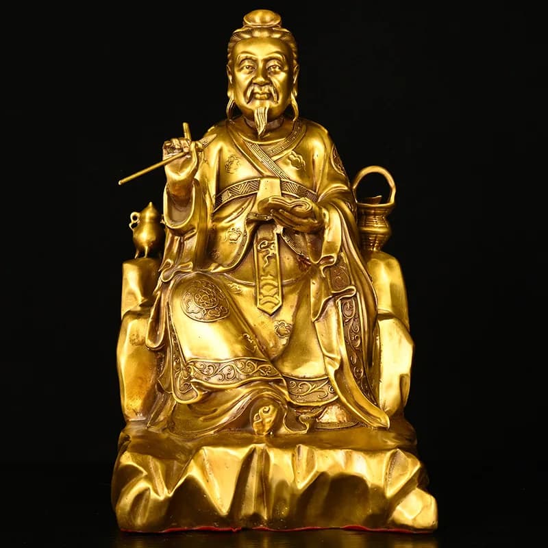 Brass statue ornament: Bronze Medicine King Sun Simiao, home office desk decoration, offering gift and craft item