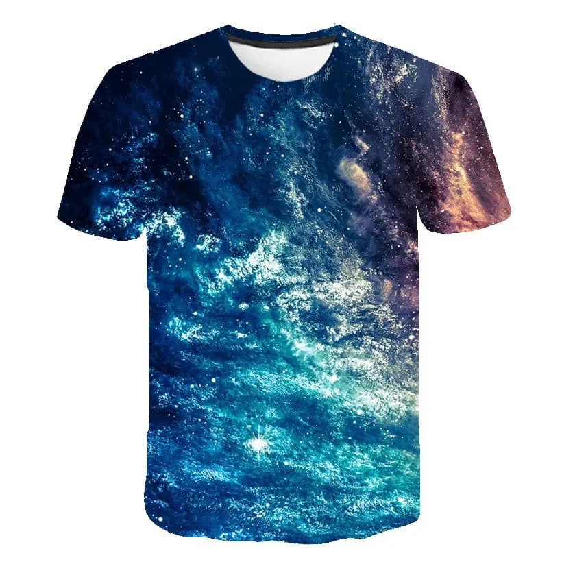 Summer Cosmic Galaxy Men's Space 3d Printing T-shirt Short-sleeved Printed Harajuku Casual Tops O-neck Breathable Thin Section