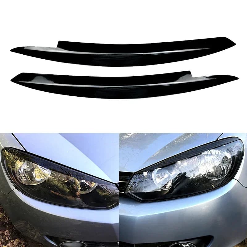 1Pair Black ABS Headlight Eyebrow Trim For VW Golf 6 2009-2012 Body Kit Exterior Styling Modification Spare Parts Accessories
