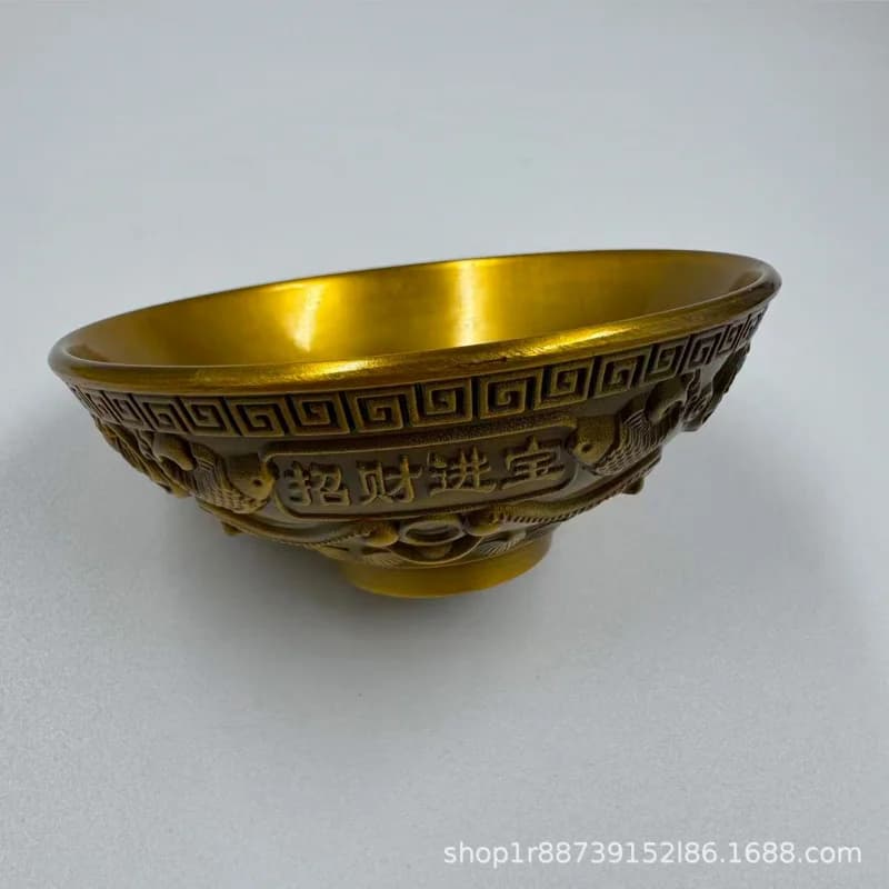 Alloy treasure bowl with copper coins, decorative piece for attracting wealth and treasures, Chinese-style home entrance an