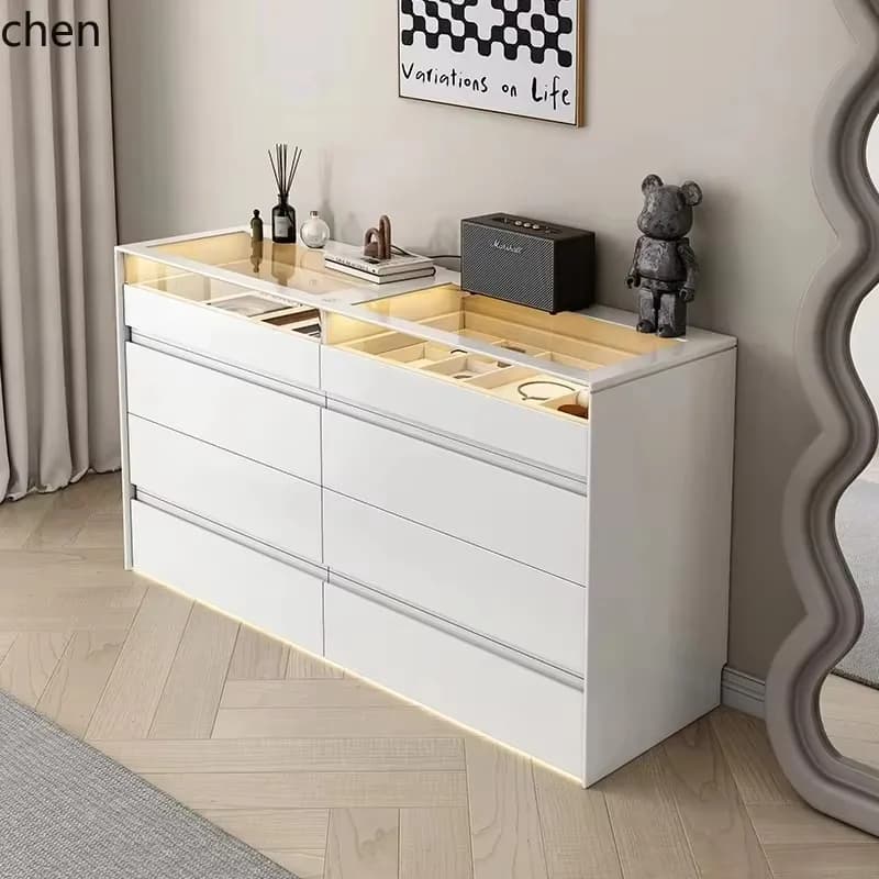 GZ-1 Lig Luxury Premium Sense Bucket Cabinet Bedroom Simple Living Room Dining Side Cabinet Solid Wood Storage Cabinet Locker