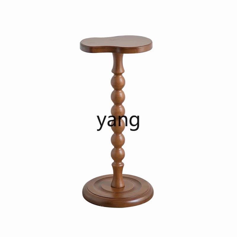 lmm retro solid wood small edge few round Chinese and European bedroom sofa movable American small tea corner few