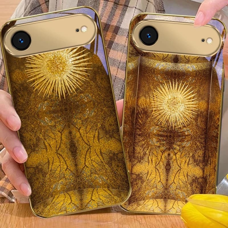 Elements of Vine Texture For iPhone Air 17 Pro Max 16 15 Pro 14 13 Plus 12 mini 11 17Air XR 16E 17ProMax Golden glass phone case