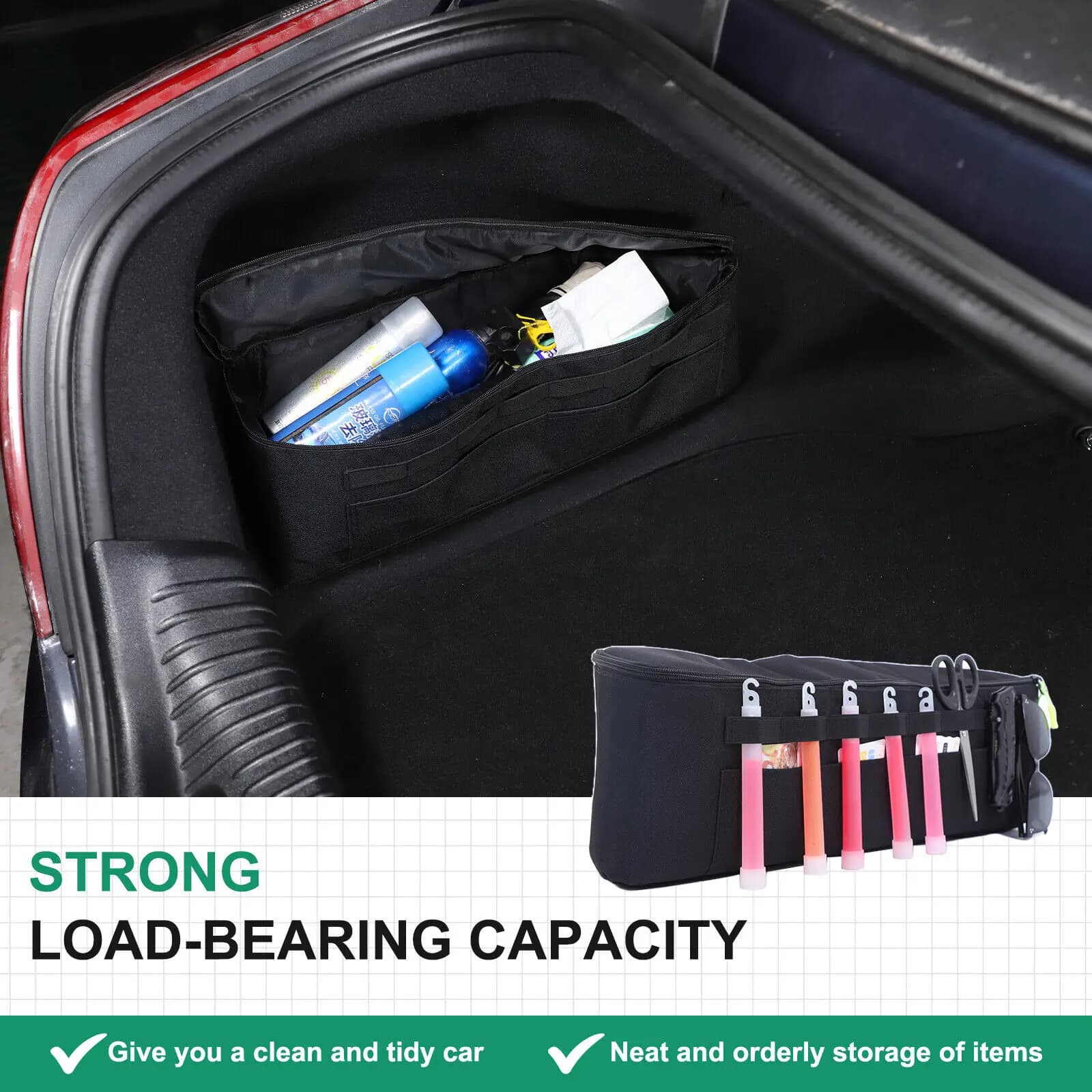 1PCS Car Styling Trunk Side Tool Storage Bag Sorting Bag For Jaguar XJ 2010-2019 Multipurpose Tidy Pouch Pocket  Accessories
