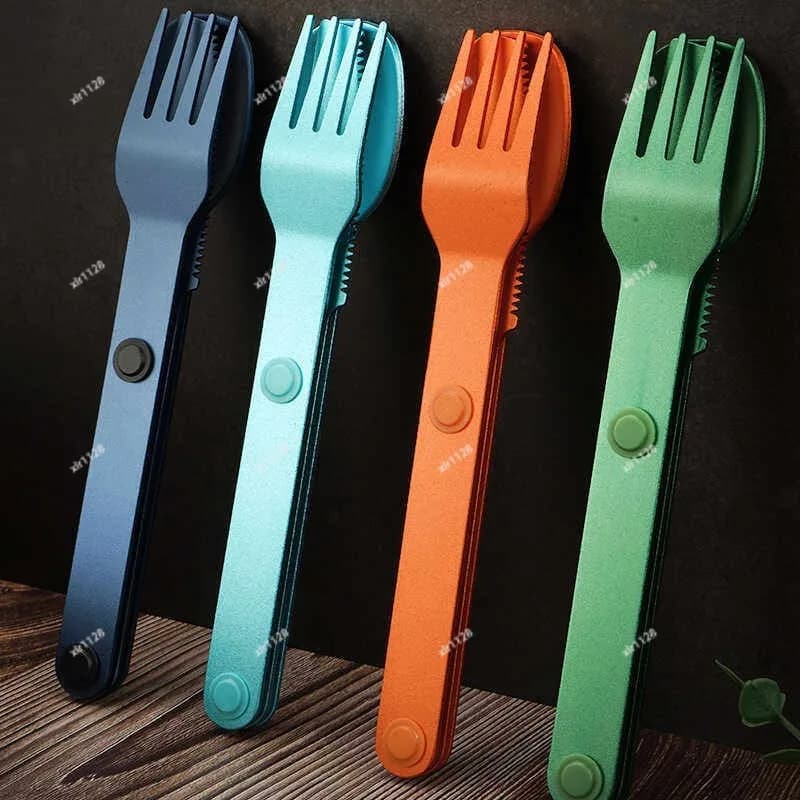 Magnetic Absorption Aluminum Alloy Cutlery Set Portable Knife Fork Spoon Kit for Camping Outdoor Home