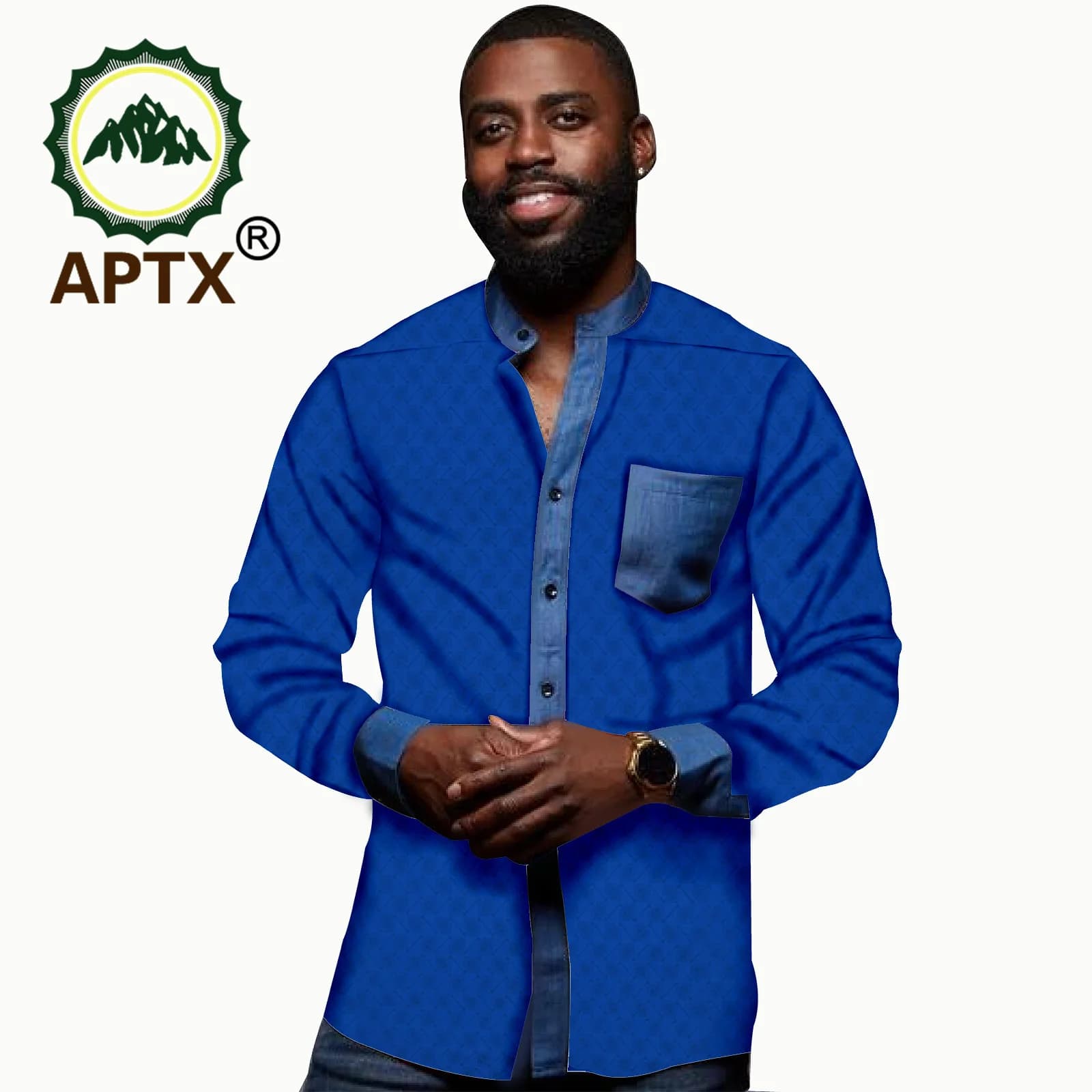 African Clothes for Men Long Sleeve Single Breasted Stand Collar Jacquard Polo Shirt Casual Dashiki Tribal Sportswear T2012008