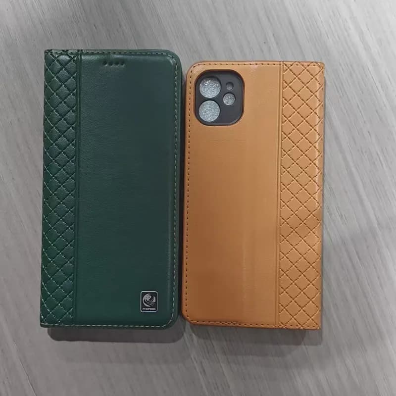 Napa Inner Grid Genuine Leather Flip Case For Apple iPhone 7 8 X XS XR 11 12 13 14 Pro Max Plus Mini Phone Cover Card Cases
