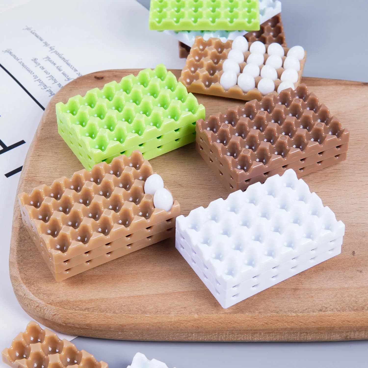1set Mini Egg Tray Carton Simulation Miniature Egg Holder Dollhouse Realistic Kitchen Scene Model Accessory Home Desktop Decor