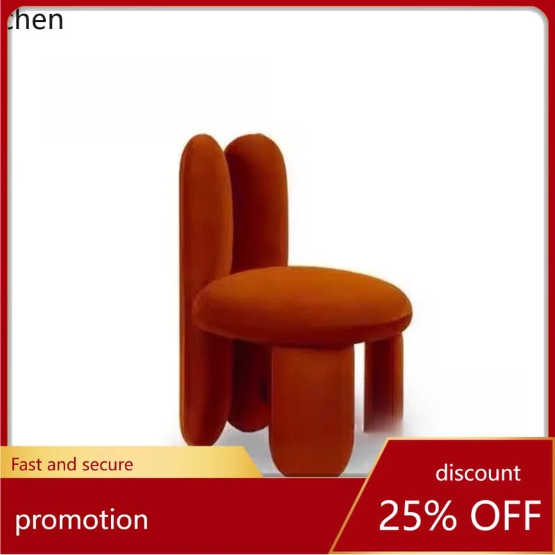 CZ Simple Rabbit Ear Backrest Dining Chair Modern Personality Velvet Fabric Soft Single Chair Vanity Chair