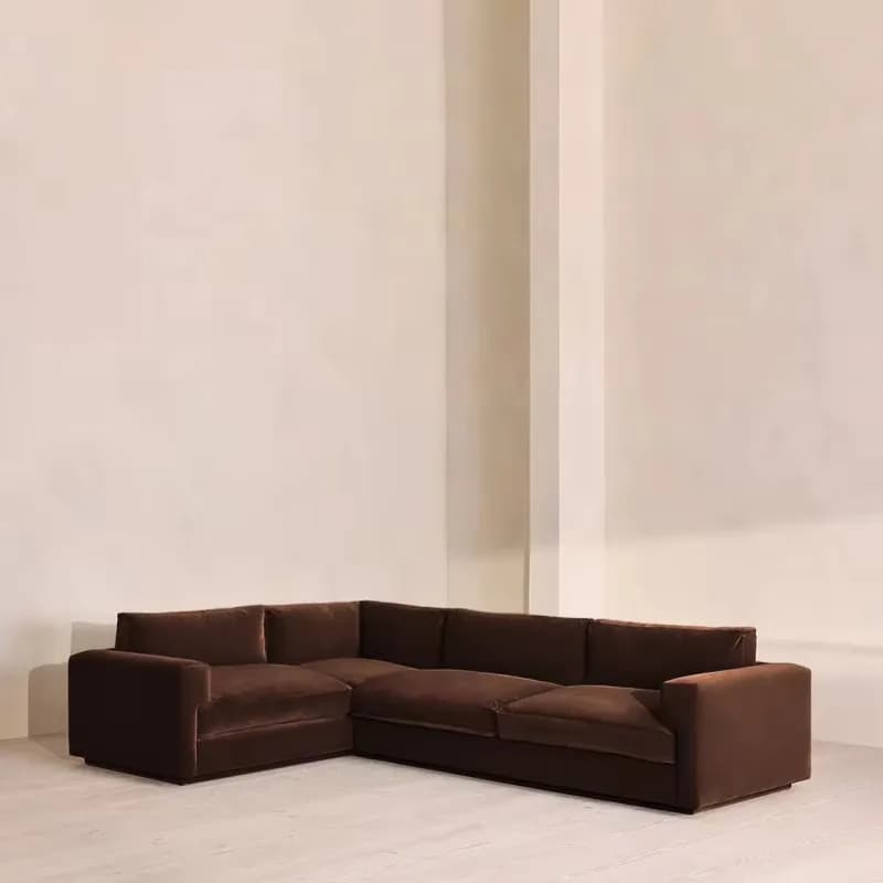 Modern Design Size Dark Brown Velvet L-Shaped Living Room Combination Sofa