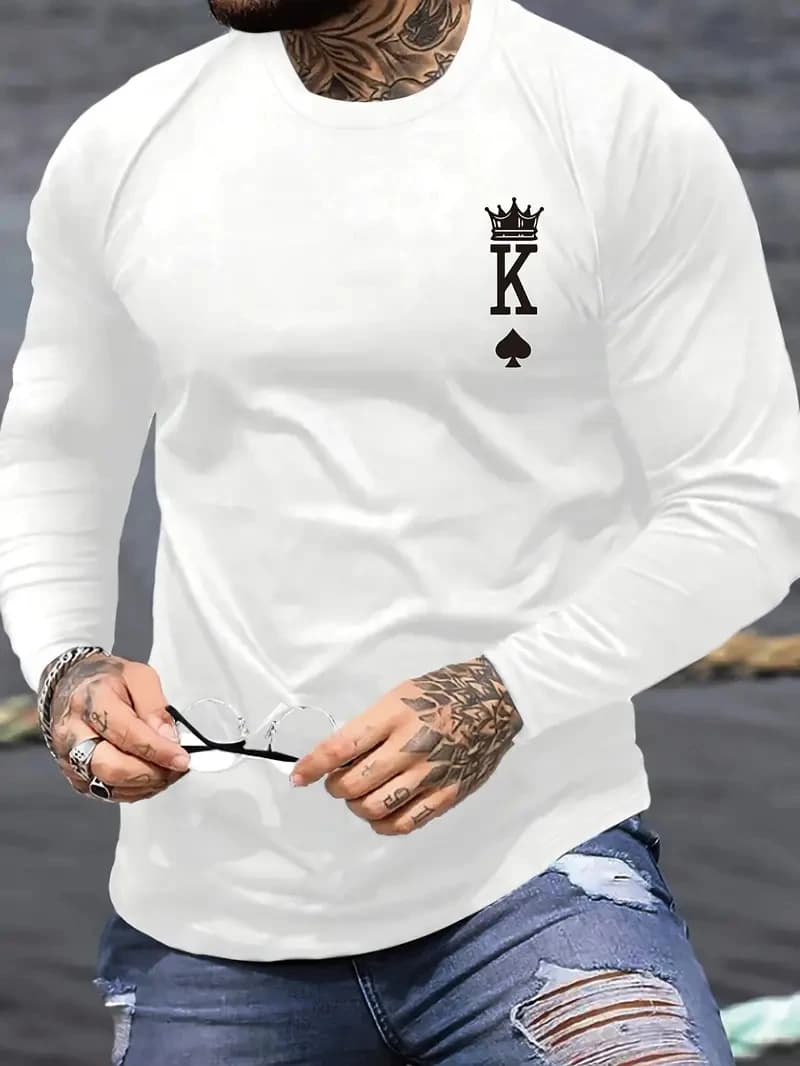 Men's Daily Long Sleeve T-shirt Crew Neck Long Sleeve Top Tee Simple Plus Size Casual Street Letter Print T Shirt Clothing