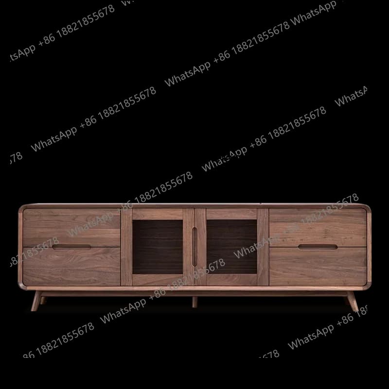 cc182R1 Nordic TV Cabinet Designer Solid Wood Modern Living Room Simple Audiovisual Cabinet North America Black Walnut TV Stand