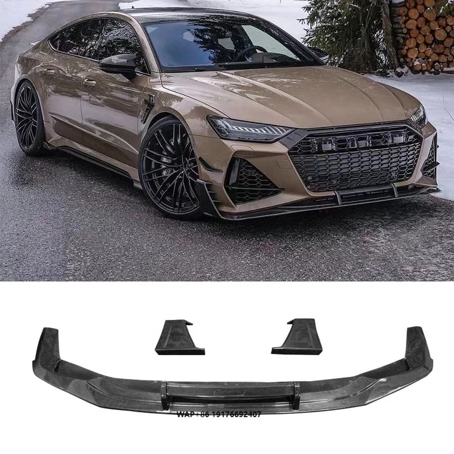 RS7 Prepreg Dry Carbon Fiber Front Bumper Lip New for RS7 C8 Sport Back 4-Door 2019-2021 Front Lip Spoiler Car Parts