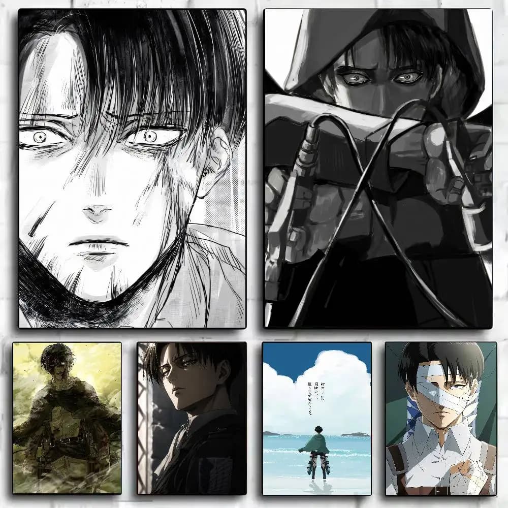 Cool Manga Style Levi Ackerman Poster Self-adhesive Art Paper Sticker Coffee House Bar Room Wall Decor