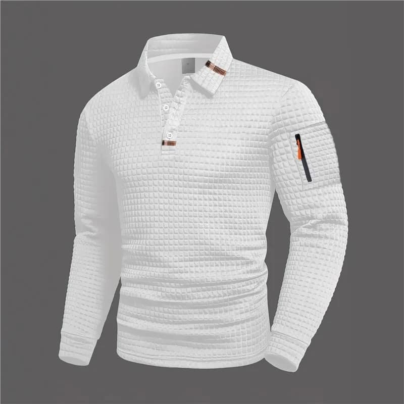 Fashion Autumn-Winter Men's Polo shirt New Casual Men's Checkerboard Zip up arm design Mens long sleeved sports Polo shirt K Pop