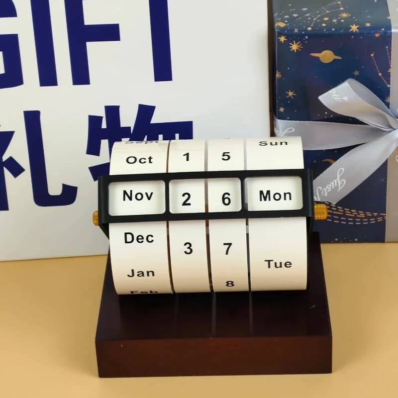 Jumbo Rotating Perpetual Calendar | Desktop Wheel Calendar with Countdown Function | Office Home Decoration