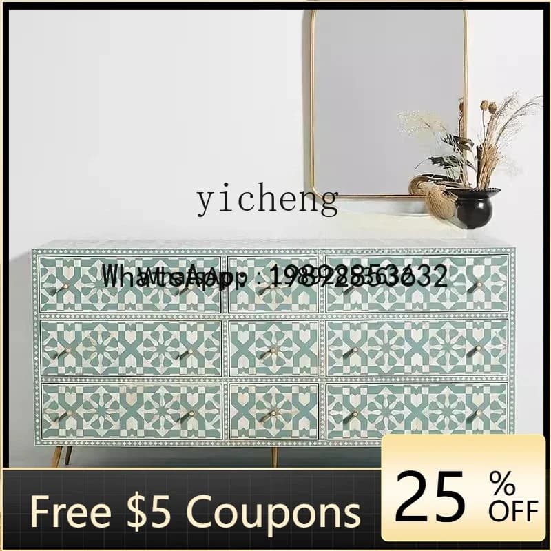 BB LSL French Retro Hand-painted Entryway American Simple Living Room Multi-drawer Storage Decoration