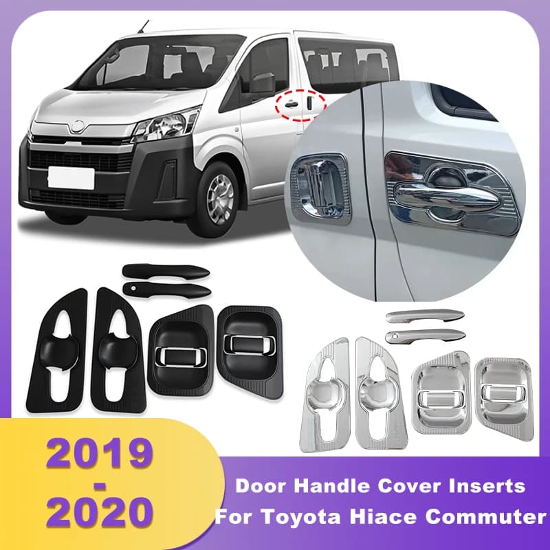 Door Handle Cover Handle Bowl Inserts For Toyota Hiace Van Commuter Quantum 2019 2020 Chrome ABS Parts