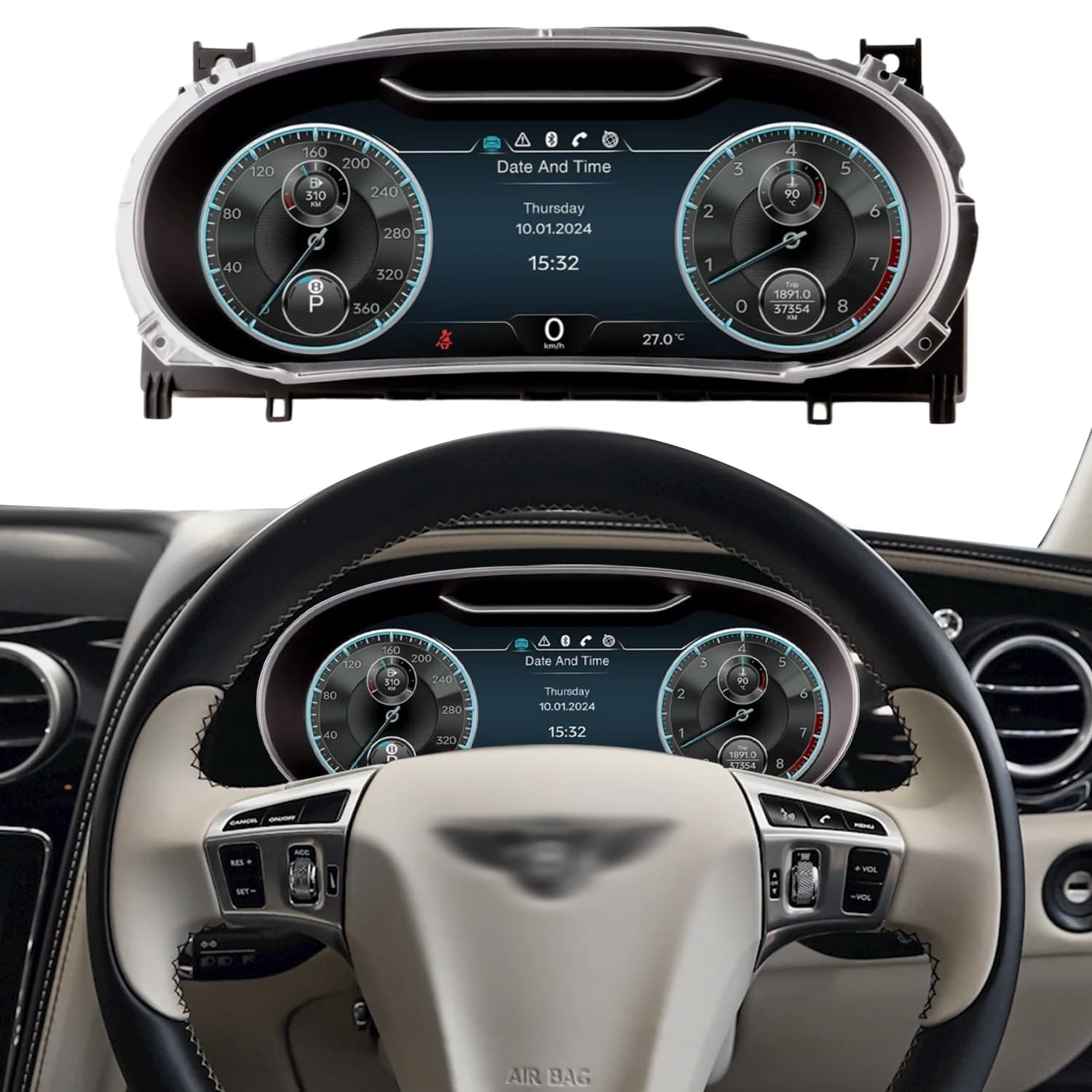 Continental GT/Flying Spur Upgrade Dashboard Displayer Digital Cluster Instrument Speedometer For Bentley