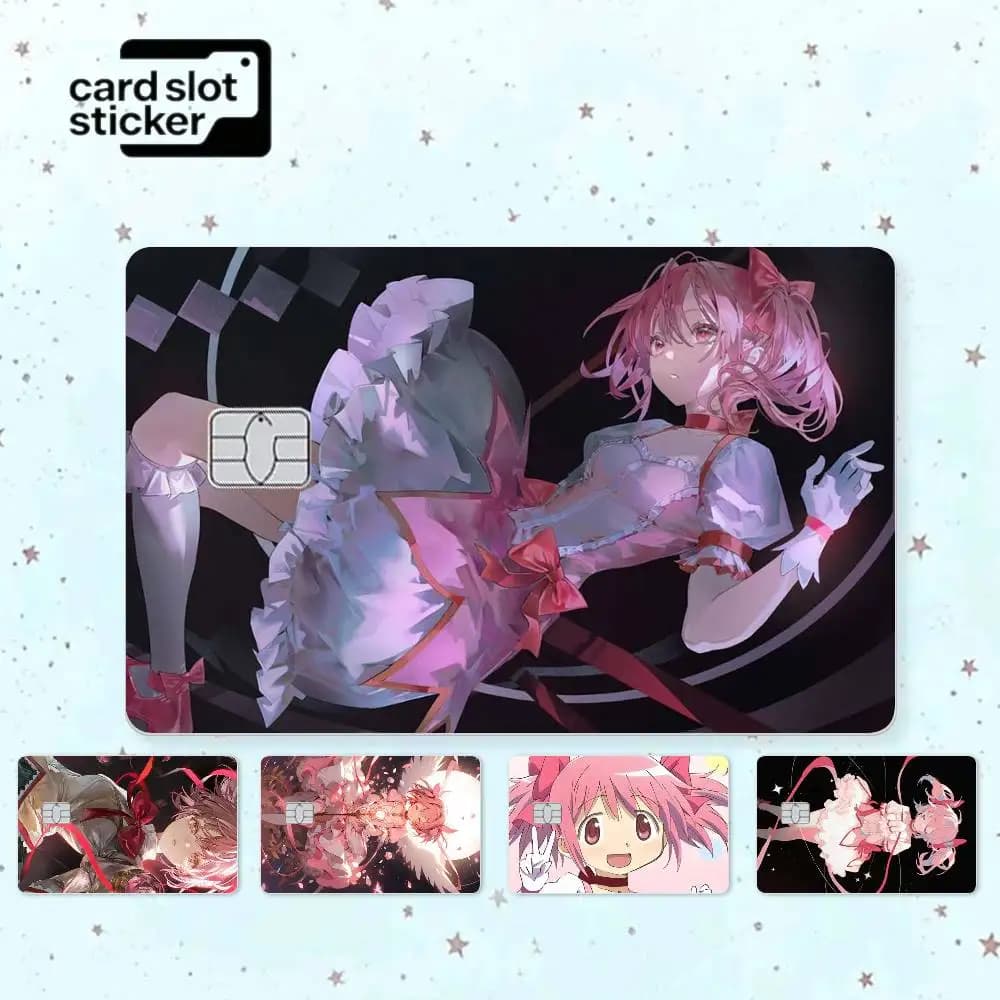 Cartoon New Puella Magi Madoka  Credit Card HD Stickers Game Card Decal Small Chip Waterproof Sticker Gift