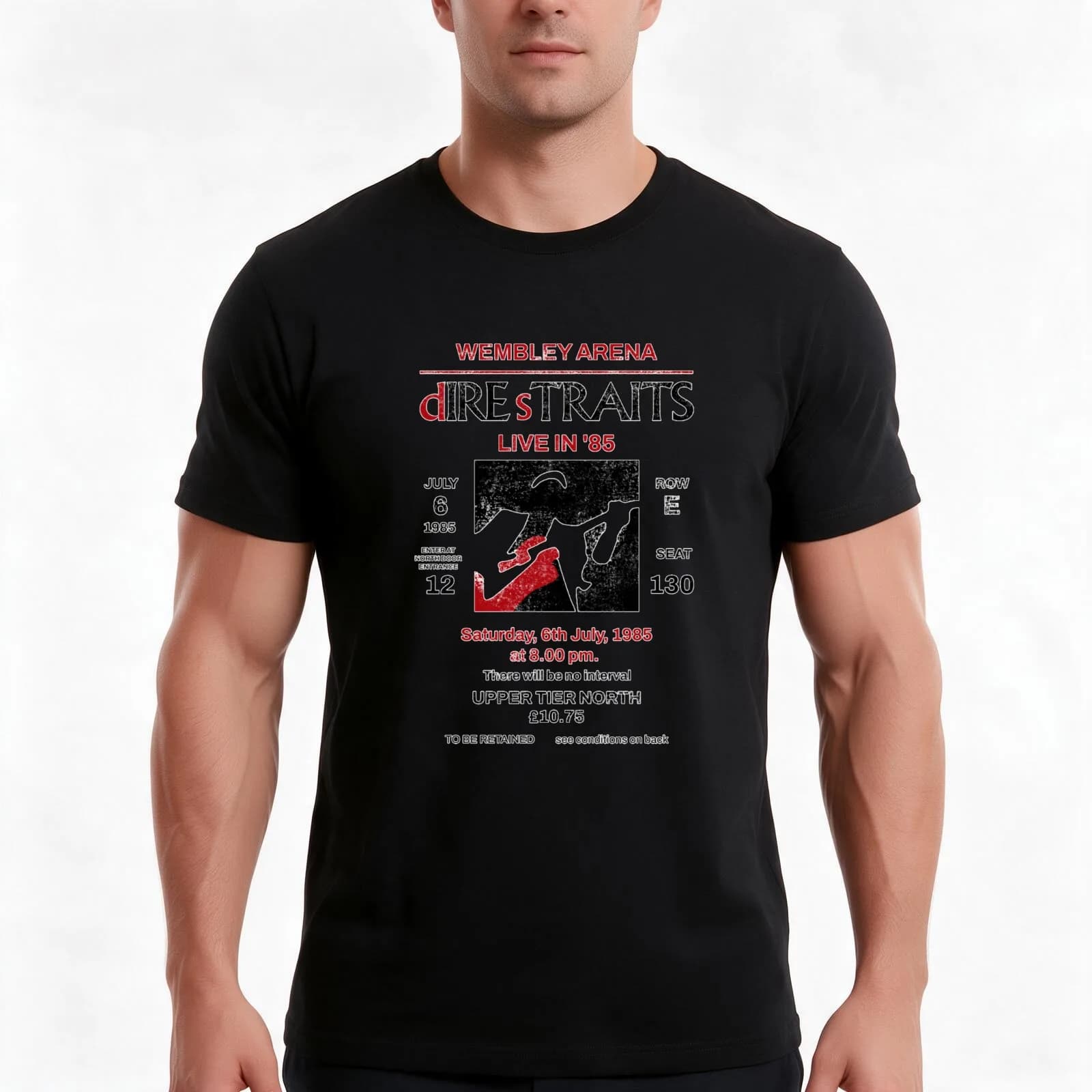 Dire Straits Vintage Concert 1 T-Shirt, Summer Casual Cotton Tee, Oversized Streetwear Tops, Vintage Graphic Print, 100% Cotton