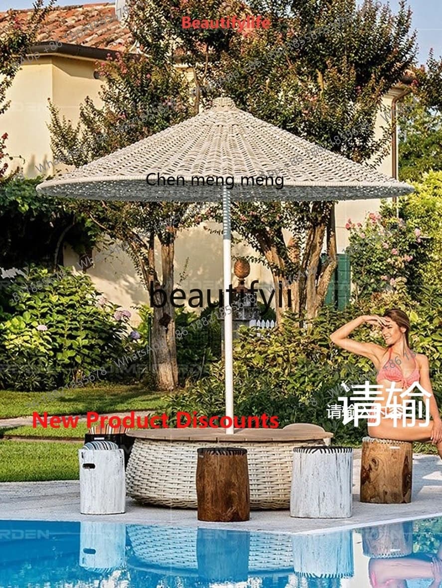 2003 Sunshade Umbrella Check-in Outdoor Courtyard Open-air Rattan Woven Homestay Beach Villa