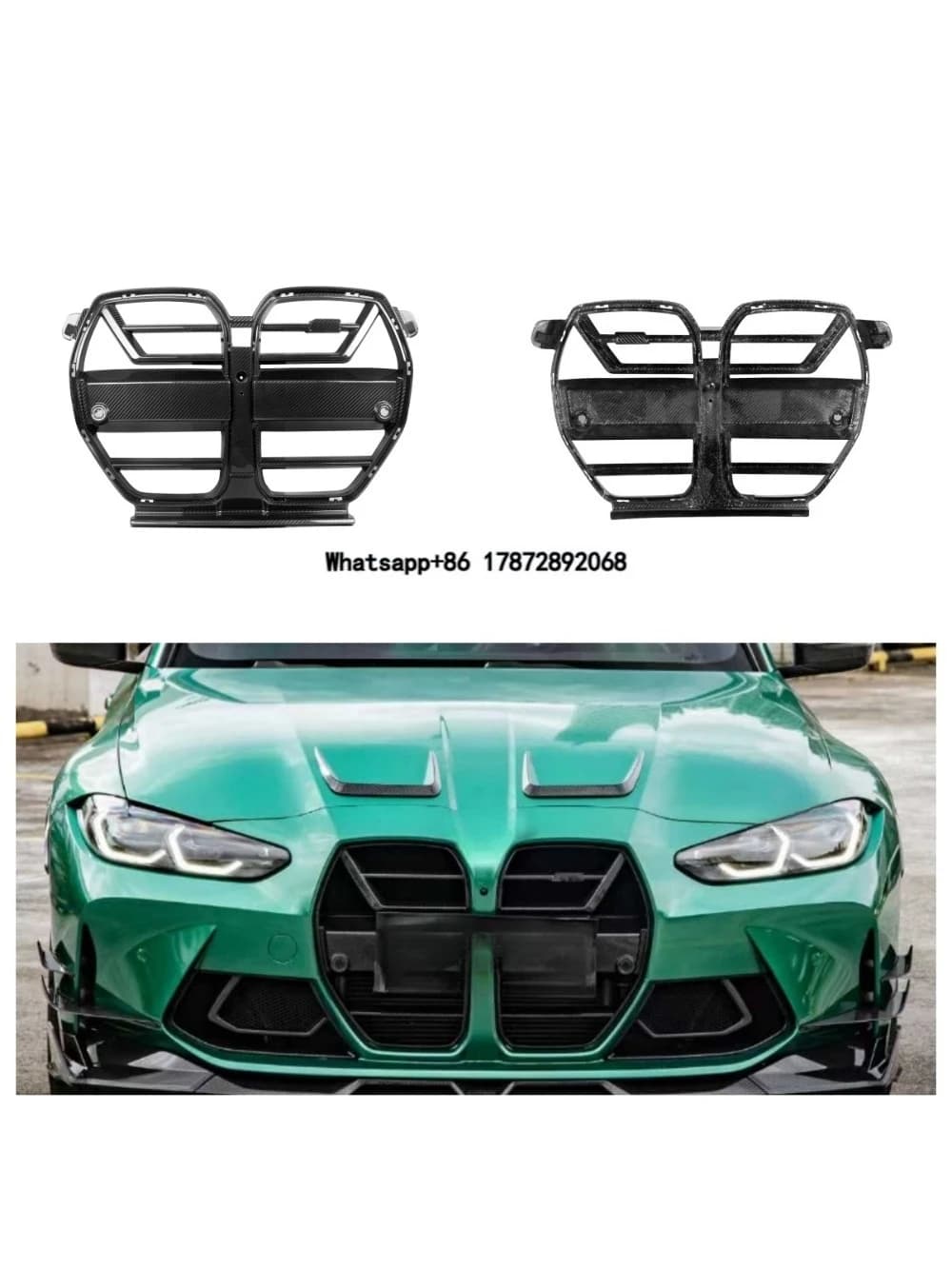 Dry Carbon Fiber Auto Part SQ-A Style Front Bumper Grill Without ACC for  G80 G81 G82 G83 M3 M4 2021+ Car Front Grille