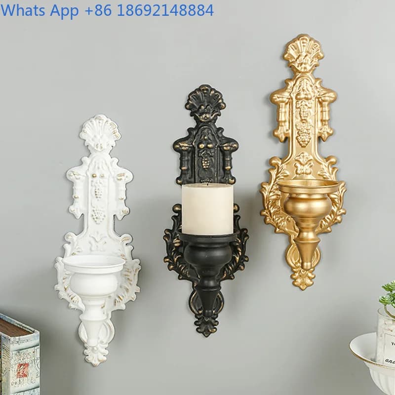 Nordic Wall-Mounted Candle Holder Black Vintage Candle Stand Creative Home Living Room Wall Decoration Candle Holder Ornament