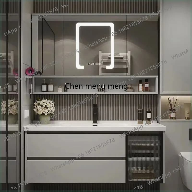 Storage Toilet Bathroom Cabinet Organizer Mirror Wall Accessories Display Partitions Cupboard Luxury Gabinete Trendy Furniture